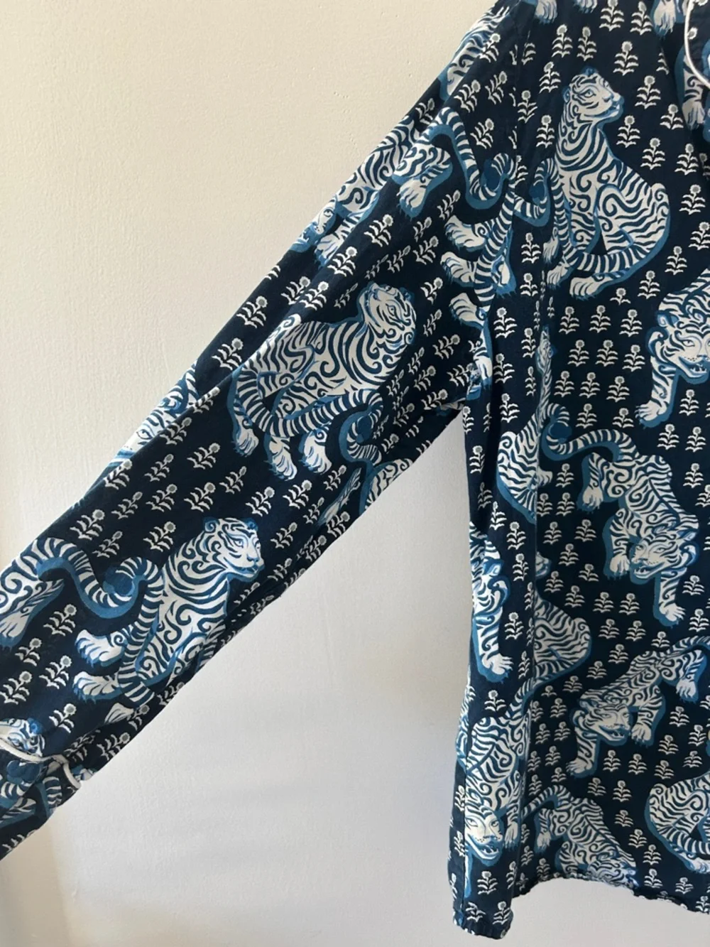 Printfresh Tiger Queen Pajama Top M Navy & White Organic Cotton - Picture 5 of 14